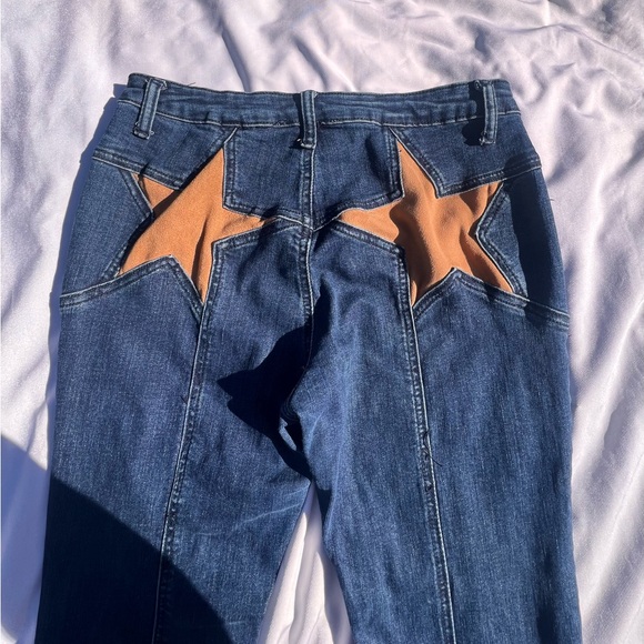 SAINTS AND HEARTS BELL BOTTOM JEANS WITH RAW HEM Y2K 90S STYLE BOHO COWGIRL - Picture 13 of 15